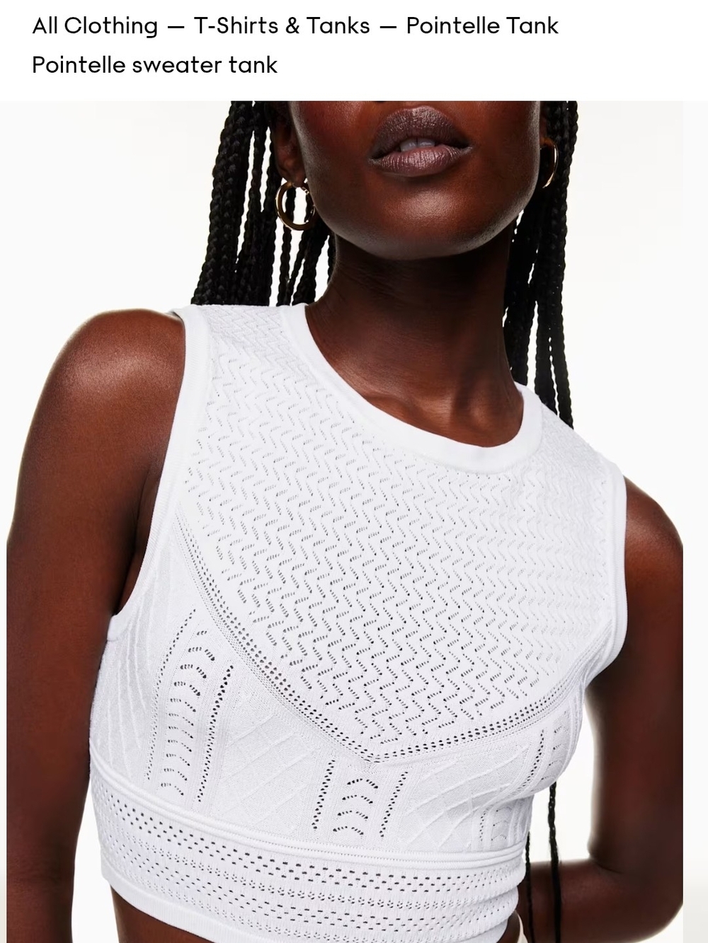 Babaton White Sleeveless Crochet Knit Crop Top Pointelle Tank Layer Fall Autumn - Picture 3 of 9